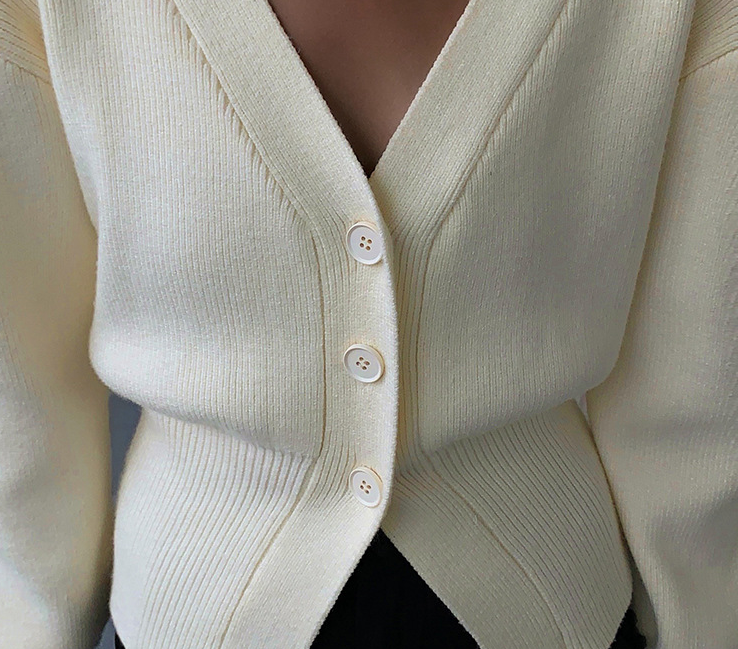 Fashion V-neck Sweater Coat Women New Style Short Long Sleeves Luvéillé