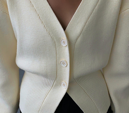 Fashion V-neck Sweater Coat Women New Style Short Long Sleeves Luvéillé