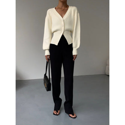 Fashion V-neck Sweater Coat Women New Style Short Long Sleeves Luvéillé