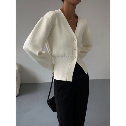 Fashion V-neck Sweater Coat Women New Style Short Long Sleeves Luvéillé