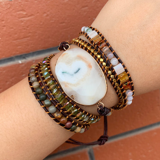 Five-layer woven natural stone bracelet crystal beaded handmade bracelet Luvéillé