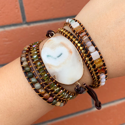 Five-layer woven natural stone bracelet crystal beaded handmade bracelet Luvéillé