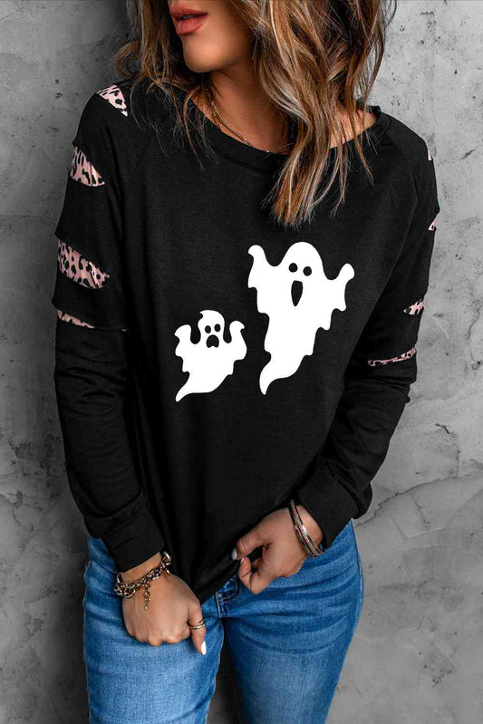 Ghost Graphic Round Neck Sweatshirt Luvéillé