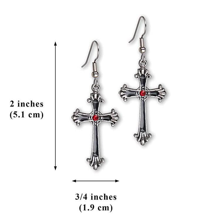 Gothic Vintage Cross Axe Earrings Exaggerated Halloween Luvéillé