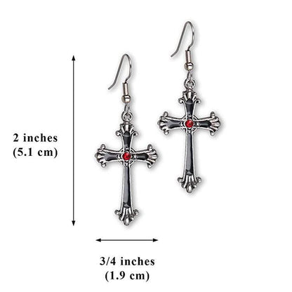Gothic Vintage Cross Axe Earrings Exaggerated Halloween Luvéillé