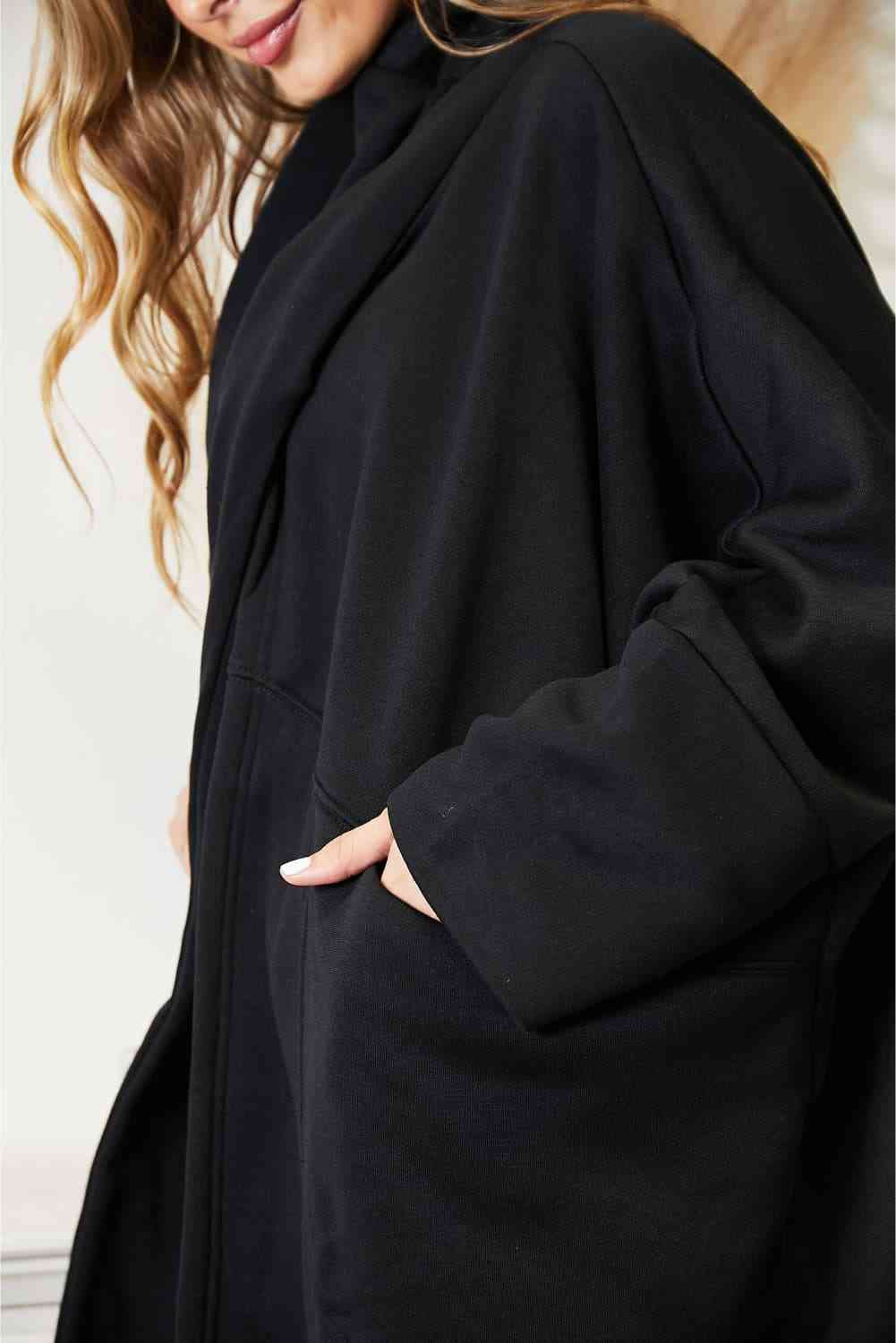 HEYSON Full Size Open Front Cardigan with Scarf Design Luvéillé