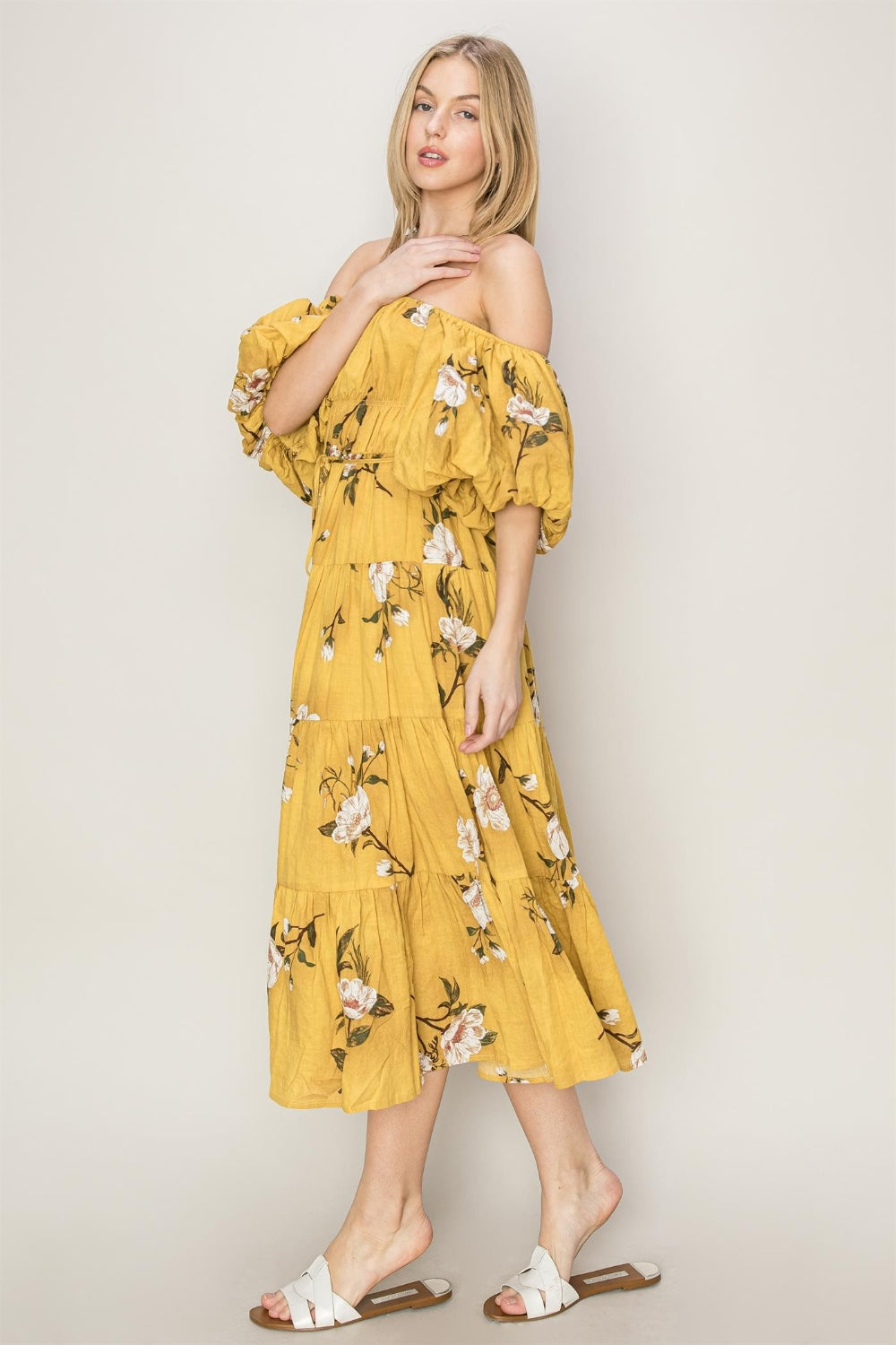 HYFVE Floral Puff Sleeve Tiered Dress Luvéillé