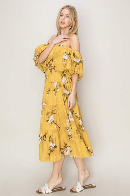 HYFVE Floral Puff Sleeve Tiered Dress Luvéillé