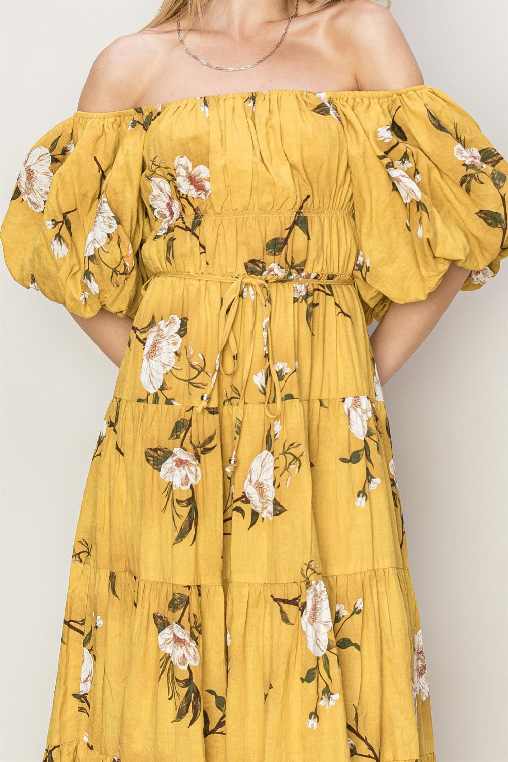 HYFVE Floral Puff Sleeve Tiered Dress Luvéillé