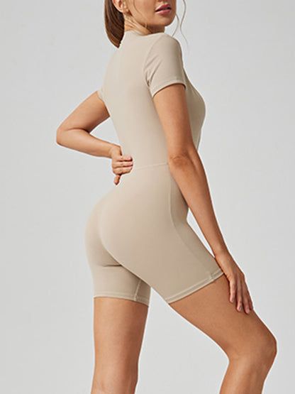 Half Zip Short Sleeve Active Romper Luvéillé