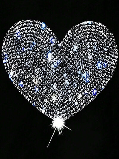 Heart Round Neck Short Sleeve T-Shirt Luvéillé