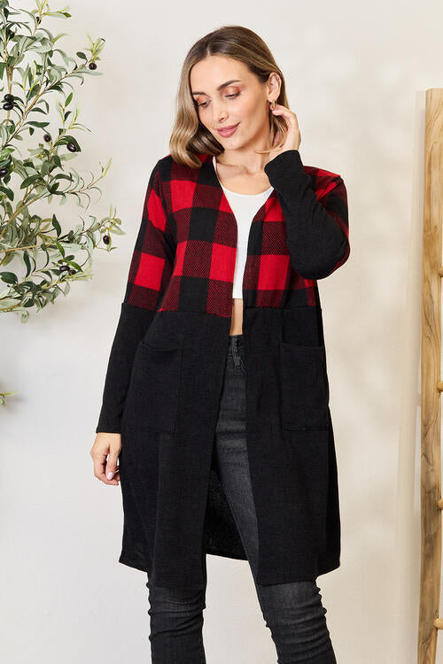 Heimish Full Size Plaid Open Front Cardigan Luvéillé