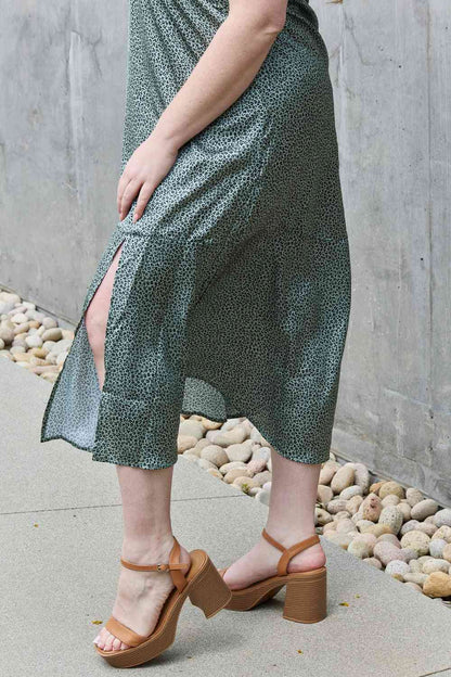 Jade By Jane Wild Thing Full Size Satin Midi Slit Dress Luvéillé