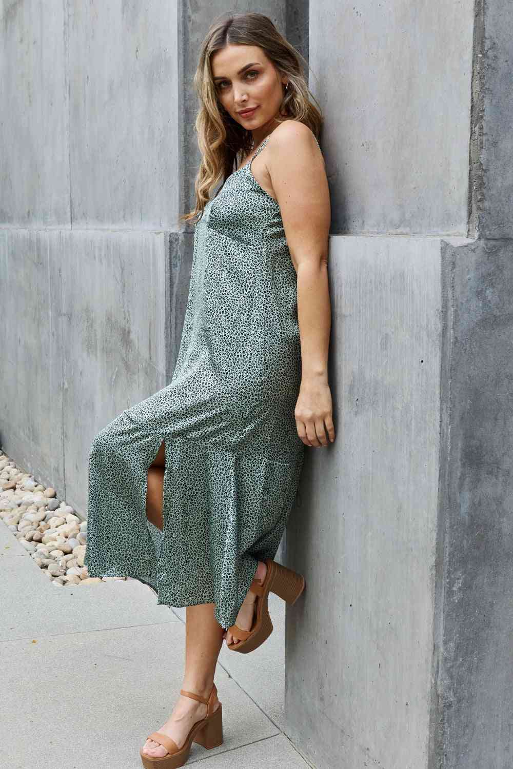 Jade By Jane Wild Thing Full Size Satin Midi Slit Dress Luvéillé