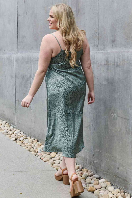 Jade By Jane Wild Thing Full Size Satin Midi Slit Dress Luvéillé
