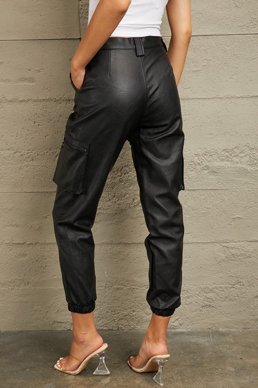 Kancan High Rise Leather Joggers Luvéillé