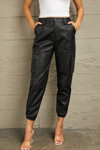 Kancan High Rise Leather Joggers Luvéillé