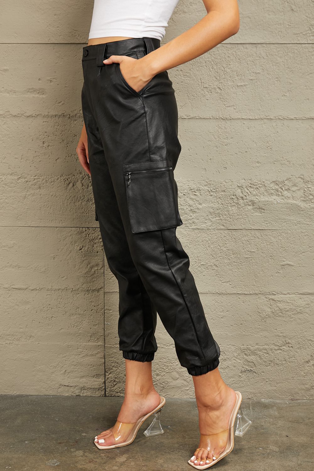 Kancan High Rise Leather Joggers Luvéillé