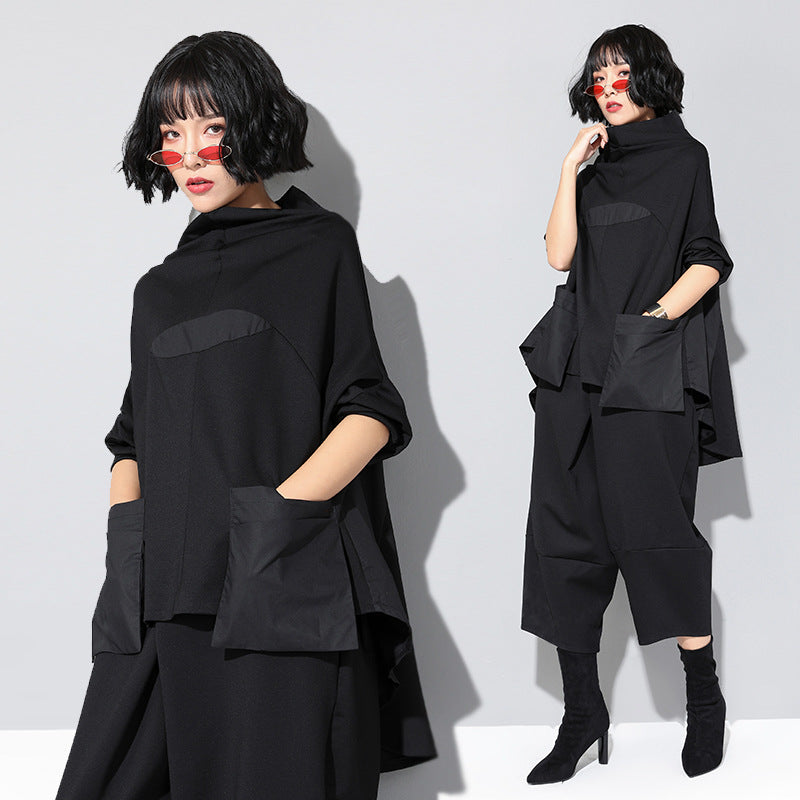 Ladies Fashion Patchwork Tuxedo Loose Top Luvéillé