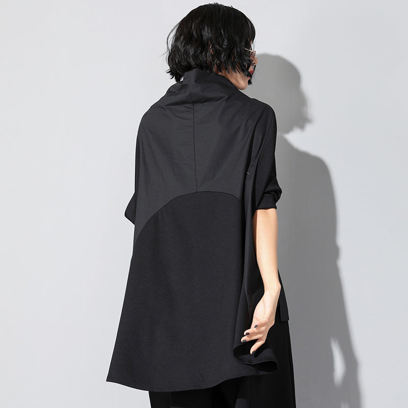 Ladies Fashion Patchwork Tuxedo Loose Top Luvéillé