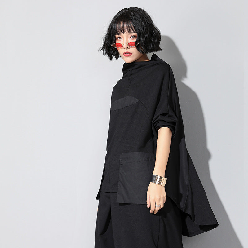 Ladies Fashion Patchwork Tuxedo Loose Top Luvéillé