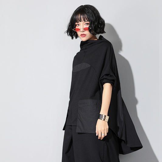 Ladies Fashion Patchwork Tuxedo Loose Top Luvéillé