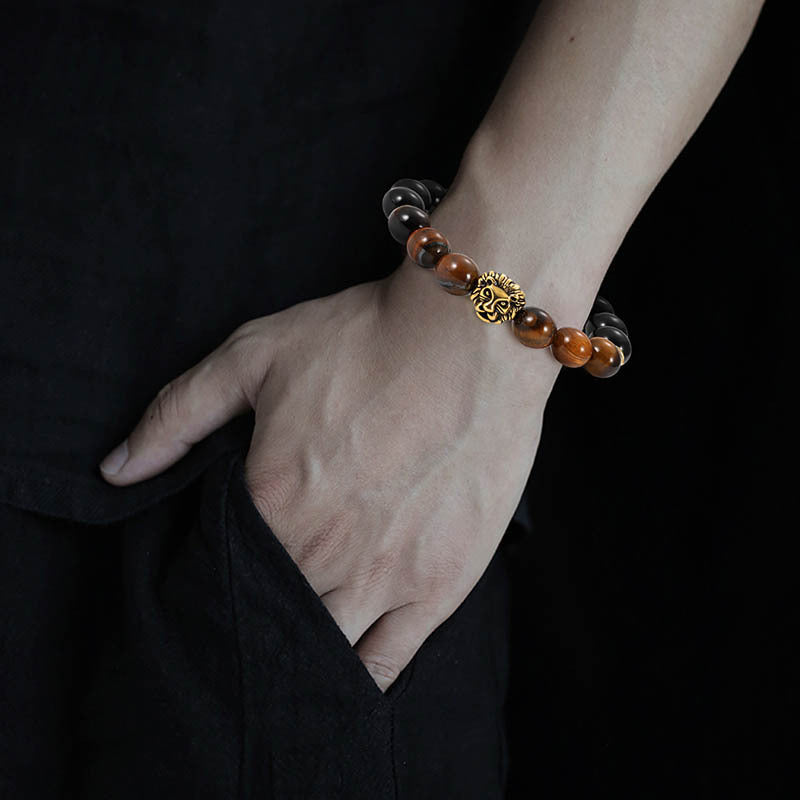 Lion head beaded bead bracelet Luvéillé