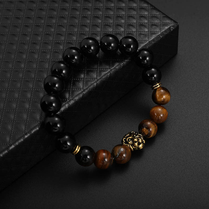 Lion head beaded bead bracelet Luvéillé