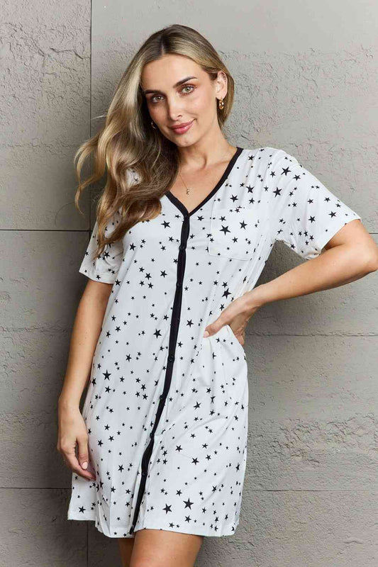 MOON NITE Quilted Quivers Button Down Sleepwear Dress Luvéillé