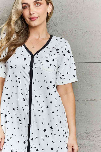 MOON NITE Quilted Quivers Button Down Sleepwear Dress Luvéillé
