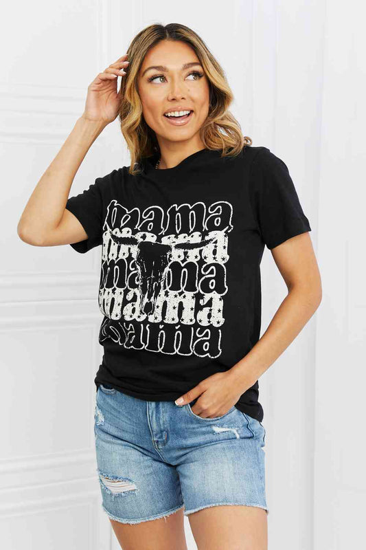 MineB Mama Full Size Graphic Tee in Black Luvéillé