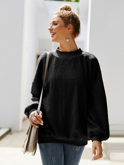 Mock Neck Dropped Shoulder Sweatshirt Luvéillé
