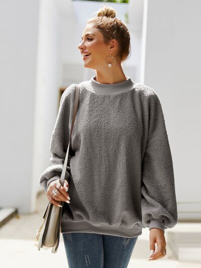Mock Neck Dropped Shoulder Sweatshirt Luvéillé