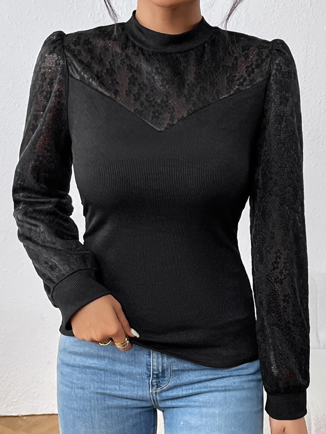Mock Neck Long Sleeve Top Luvéillé