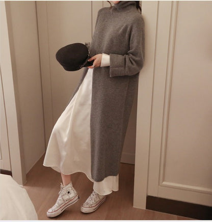 New Style Retro Loose Temperament Mid-length Big Split Sweater Luvéillé