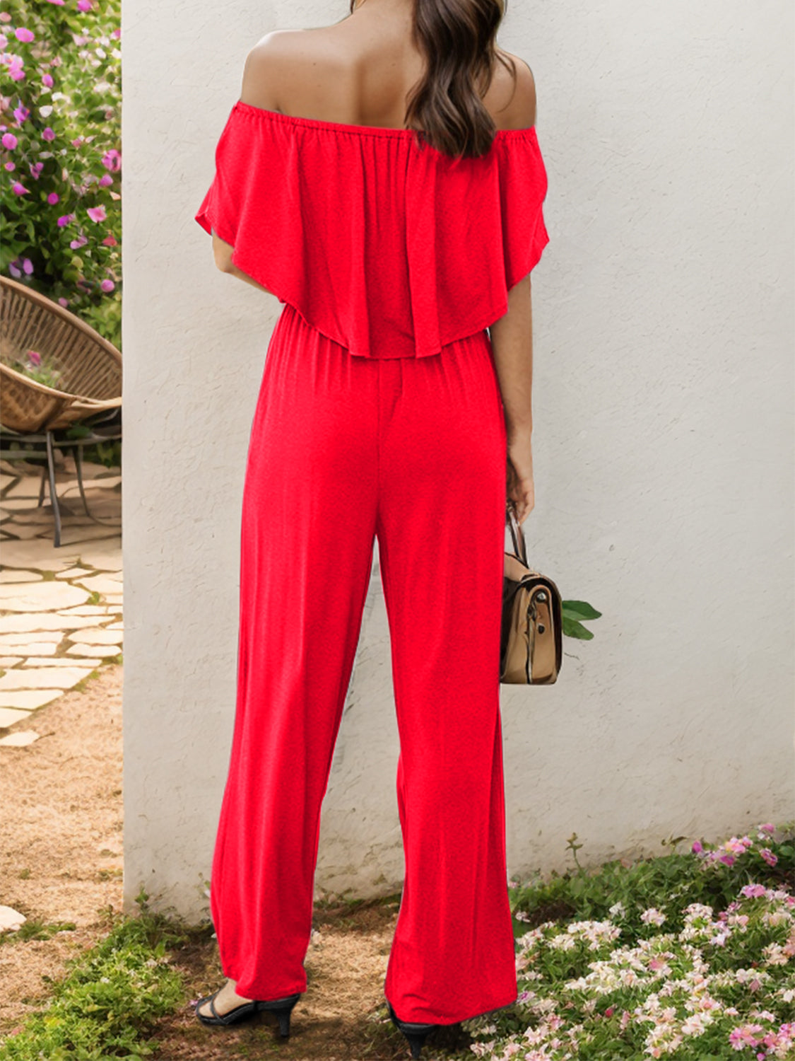 Off-Shoulder Wide Leg Jumpsuit Luvéillé