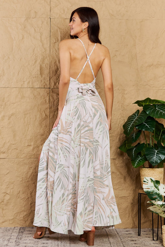 OneTheLand Watch Me Grow Open Cross Back Maxi Dress Luvéillé