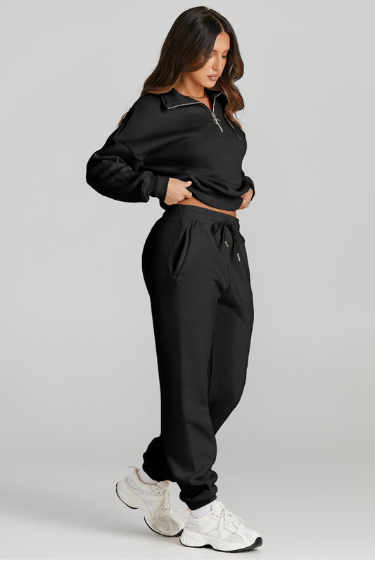 Quarter Zip Top and Drawstring Pants Active Set Luvéillé