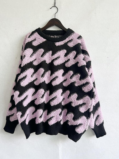 Ribbed Striped Dropped Shoulder Sweater Luvéillé