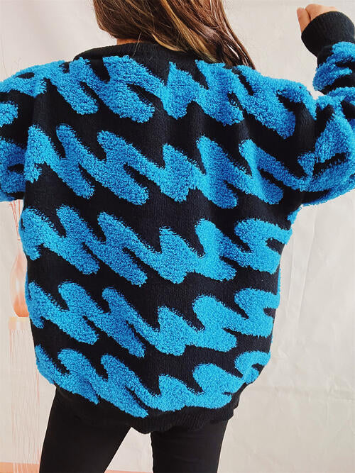 Ribbed Striped Dropped Shoulder Sweater Luvéillé