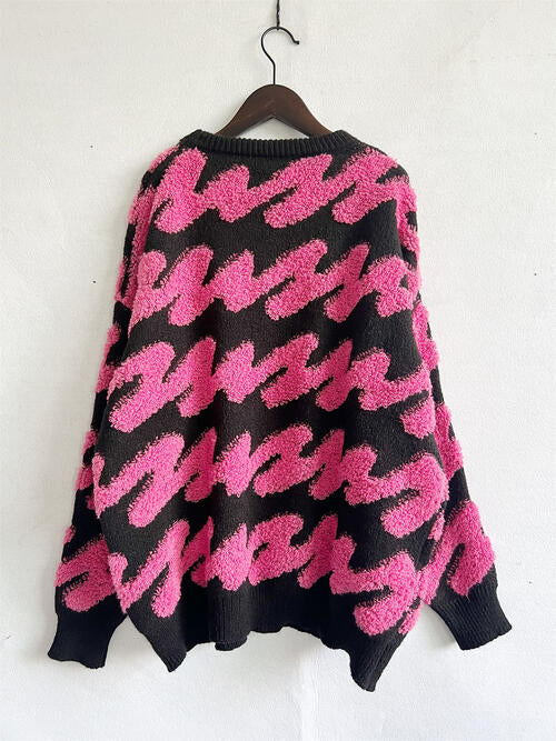 Ribbed Striped Dropped Shoulder Sweater Luvéillé
