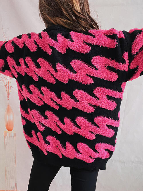 Ribbed Striped Dropped Shoulder Sweater Luvéillé