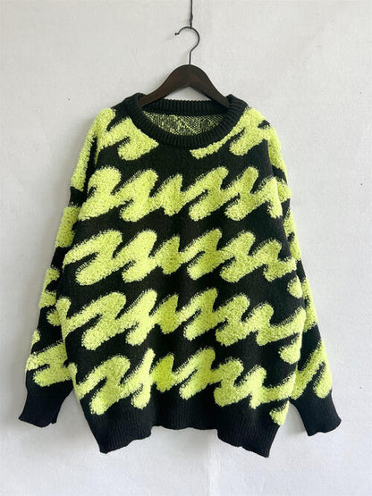 Ribbed Striped Dropped Shoulder Sweater Luvéillé