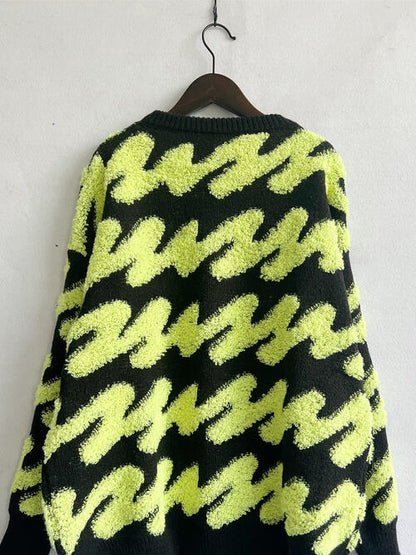 Ribbed Striped Dropped Shoulder Sweater Luvéillé