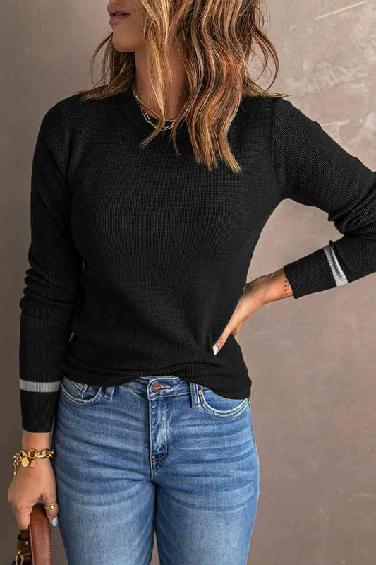 Round Neck Long Sleeve Knit Top Luvéillé