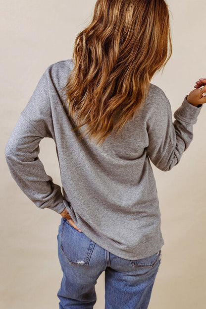 Sequin Rugby Graphic Dropped Shoulder Sweatshirt Luvéillé