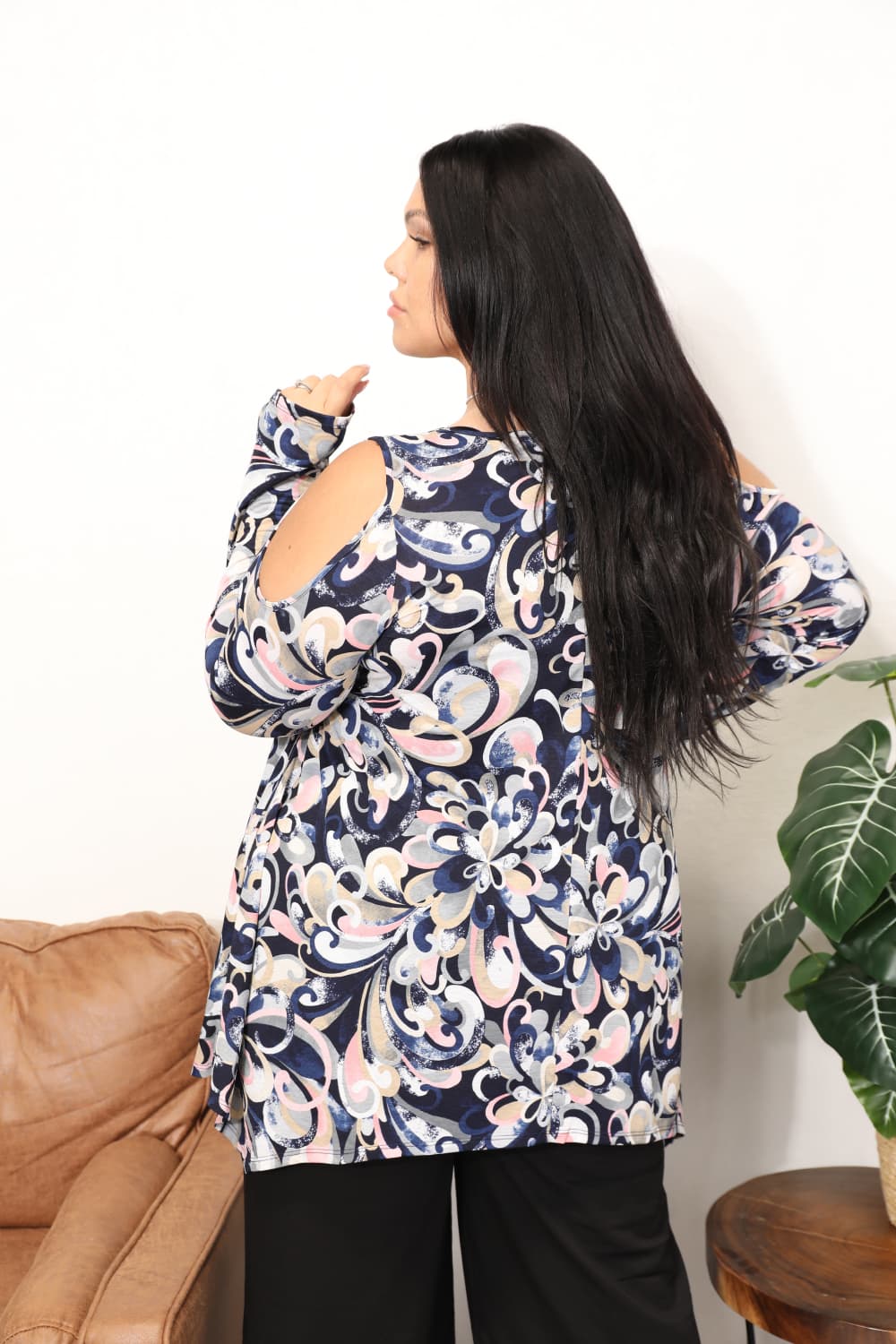 Sew In Love Full Size Long Sleeve Flower Print Blouse Luvéillé