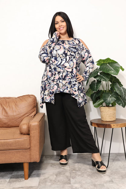 Sew In Love Full Size Long Sleeve Flower Print Blouse Luvéillé