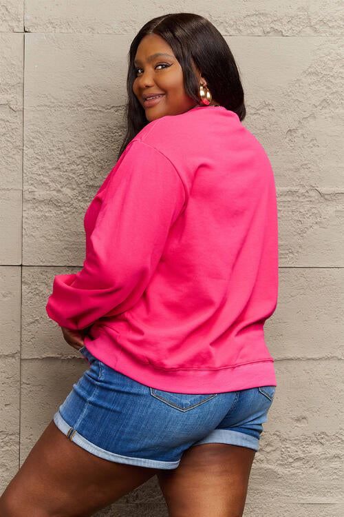 Simply Love Full Size Letter Graphic Long Sleeve Sweatshirt Luvéillé