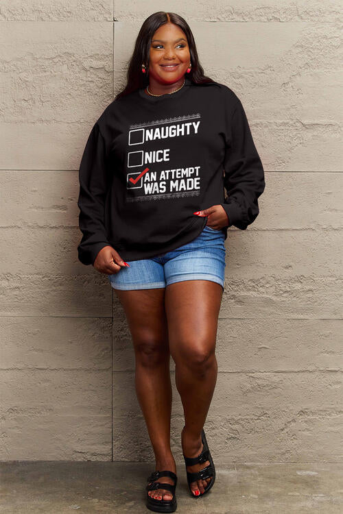 Simply Love Full Size Letter Graphic Long Sleeve Sweatshirt Luvéillé